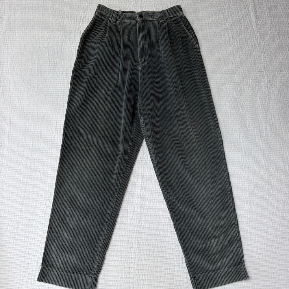Vintage Think Corduroy Women pants Teal Blue high waisted 1980's Size 10 Unisex